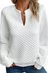 Split Neck Quilted Long Sleeve Top